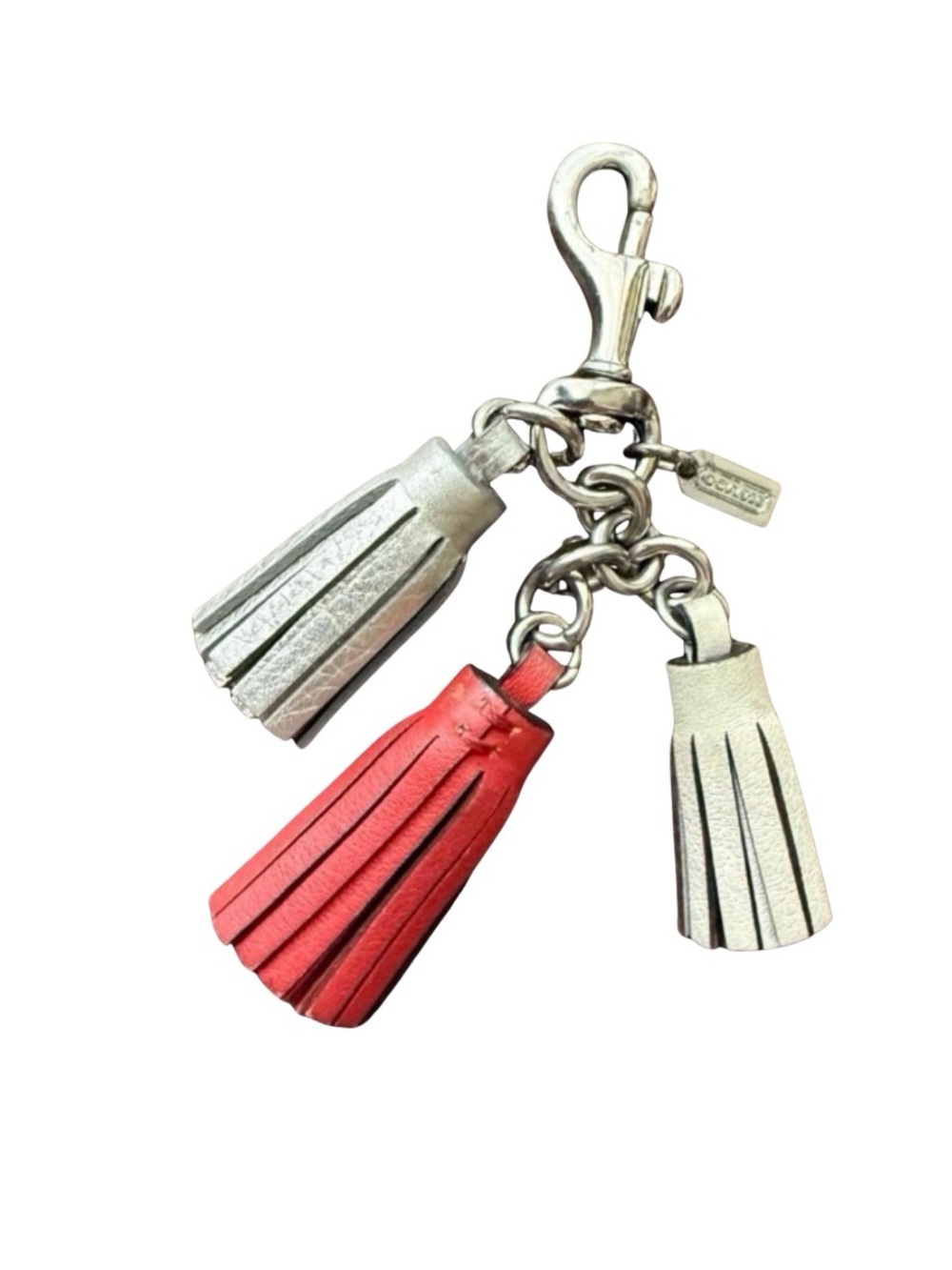 Coach Legacy Multi-Tassel Leather Bag Charm EUC